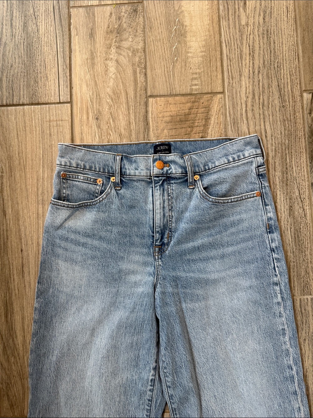 J. Crew Wide-leg Cropped Jean Frayed Hem Size 29 Cotton - Picture 4 of 10